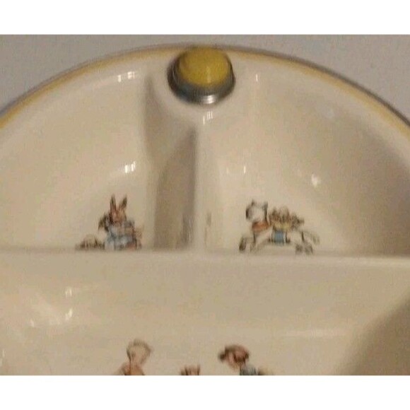 Vintage 1940's Bartsch Children's Warming Dish w/ Handles 3 Compartment - Picture 3 of 12